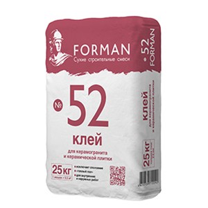 Цементный плиточный клей Forman 52 для керамогранита