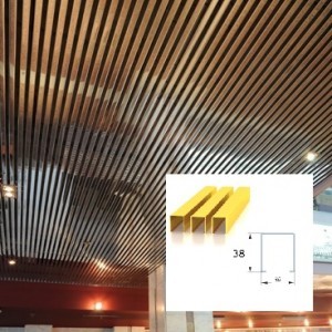 Реечный потолок Албес A38/S (марка системы A50S) ТЕМНОЕ ДЕРЕВО арт. 4347 3м, кубообразный дизайн (полностью в сборе)