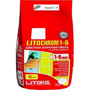 Затирка Litochrom 1-6 C.10 серая 5 кг.